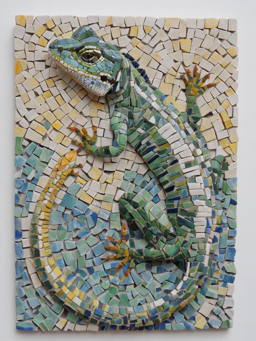 <lora:mosaicXL:1> mosaic, traditional media, lizard