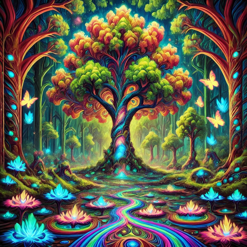 masterpiece,score_9,score_8_up,score_7_up,
psychedelicdream, nature,forest,,full body,solo,, colorful,glow,
, <lora:PsychedelicDream-pony-8:0.8>,