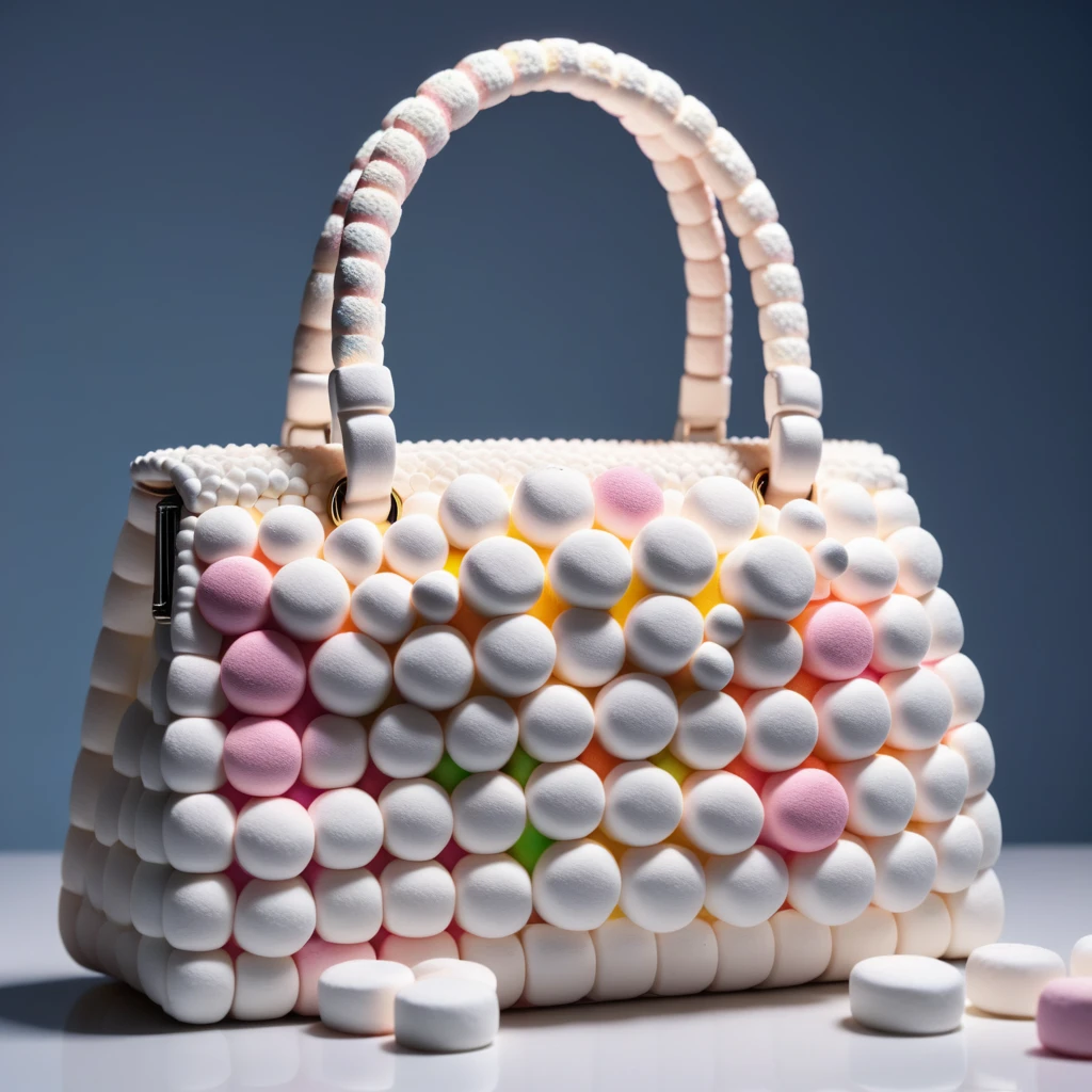 a handbag made out of Jed-mrshmlw  , <lora:MarshmallowStyle-000007:0.5>