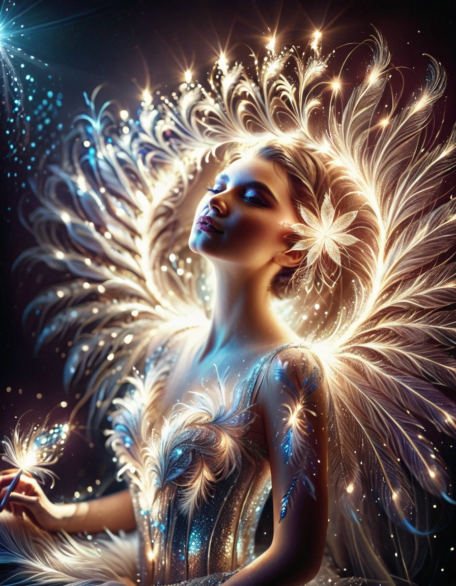 cinematic still lightlora, light particles, light, feathers, sparkle, flower, makeup . emotional, harmonious, vignette, 4k epic detailed, shot on kodak, 35mm photo, sharp focus, high budget, cinemascope, moody, epic, gorgeous, film grain, grainy, lightlora, light particles, light, feathers, sparkle, flower, makeup,Cinematic Lighting, Dramatic lighting, high contrast, detailed shadows, high-resolution, photograph lightlora, light particles, light, feathers, sparkle, flower, makeup, 50mm . cinematic 4k epic detailed 4k epic detailed photograph shot on kodak detailed cinematic hbo dark moody, 35mm photo, grainy, vignette, vintage, Kodachrome, Lomography, stained, highly detailed, found footage, lightlora, light particles, light, feathers, sparkle, flower, makeup, vivid colors, intricate, elegant, highly detailed, professional full focus, cinematic, joyful, dramatic ambient, polished, complex, exquisite, iconic, vibrant, colorful, extremely aesthetic, innocent, fine detail, whole coherent, enhanced, color, perfect, symmetry, epic, best, hopeful
