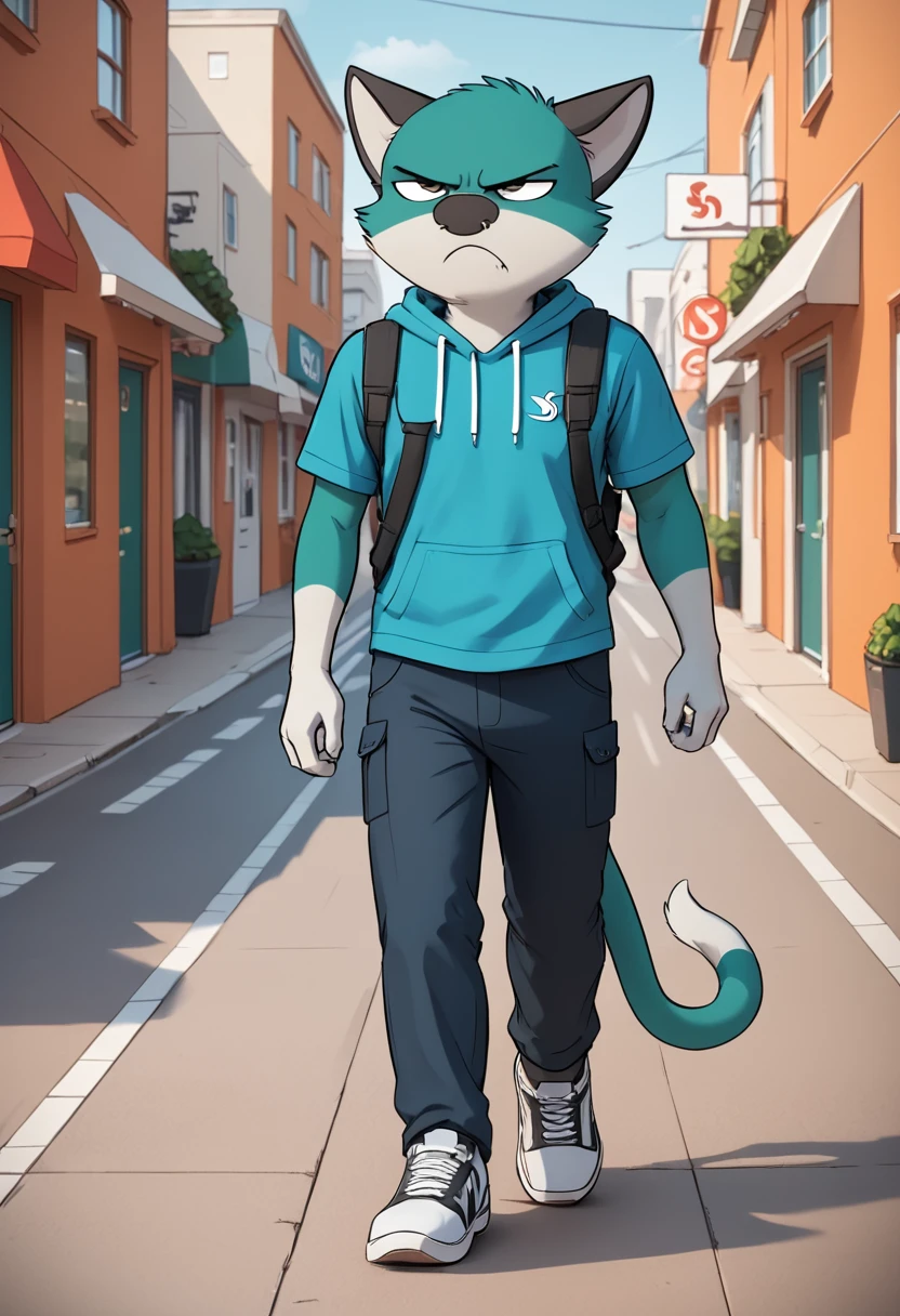 score_9, score_8_up, score_8,   <lora:Robert_Hunter_aka_Sheen_Bedfellows_for_PonyXL:0.8> 1boy, sh33n, tail, grumpy, walking, outdoors, sidewalk,