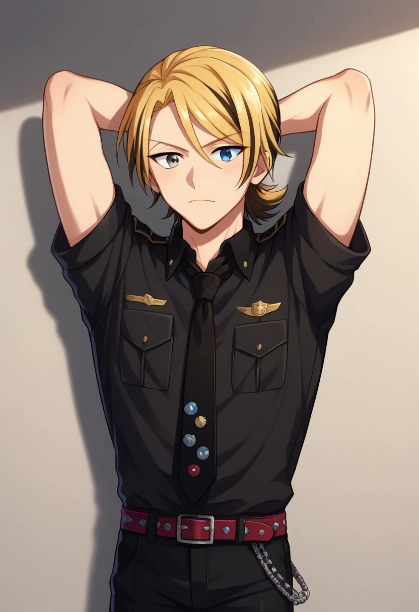 score_9, score_8_up, source_anime, standing, hellsing, seras, femboy, twink, shorts, otoko no, crop top, indoors, ikuchan