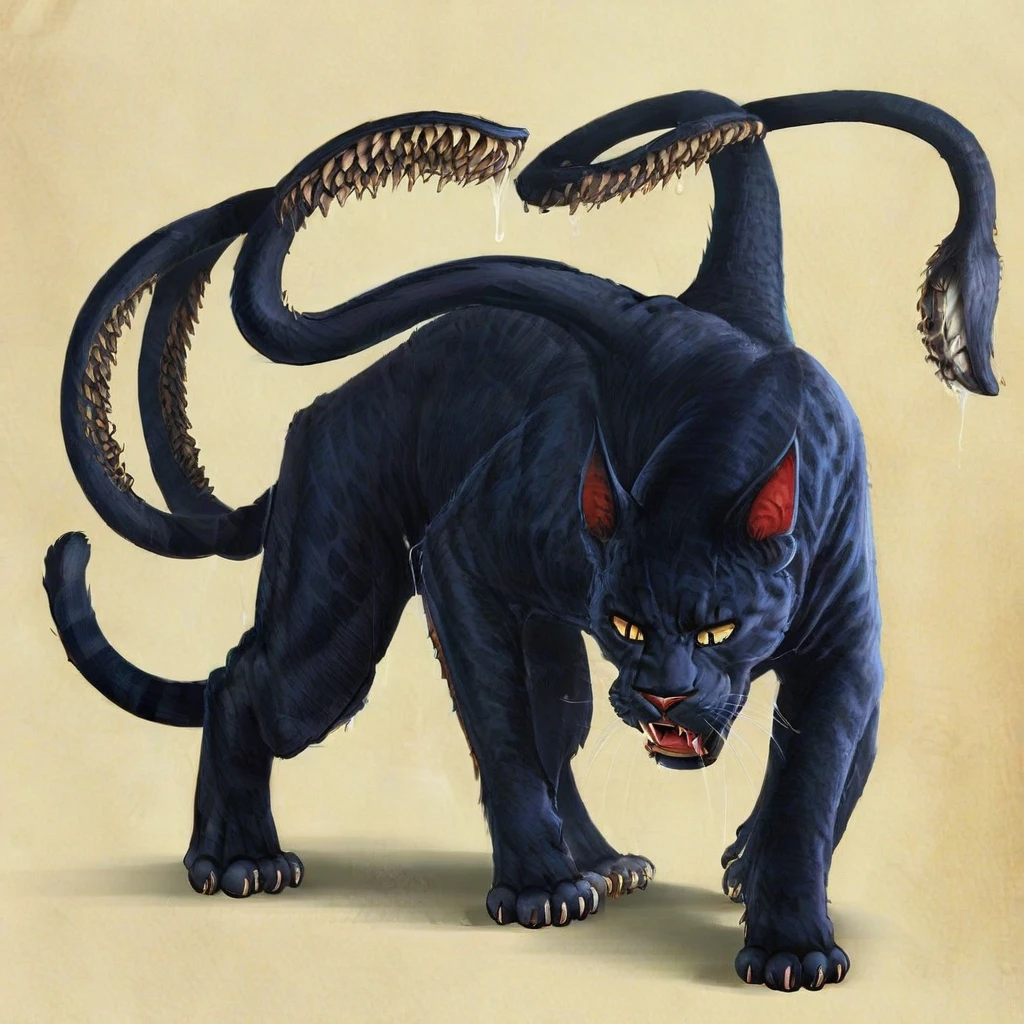 DISPLACER BEAST, FELINE BODY, HORROR, 6 LEGS, 2 TENTACKLES.