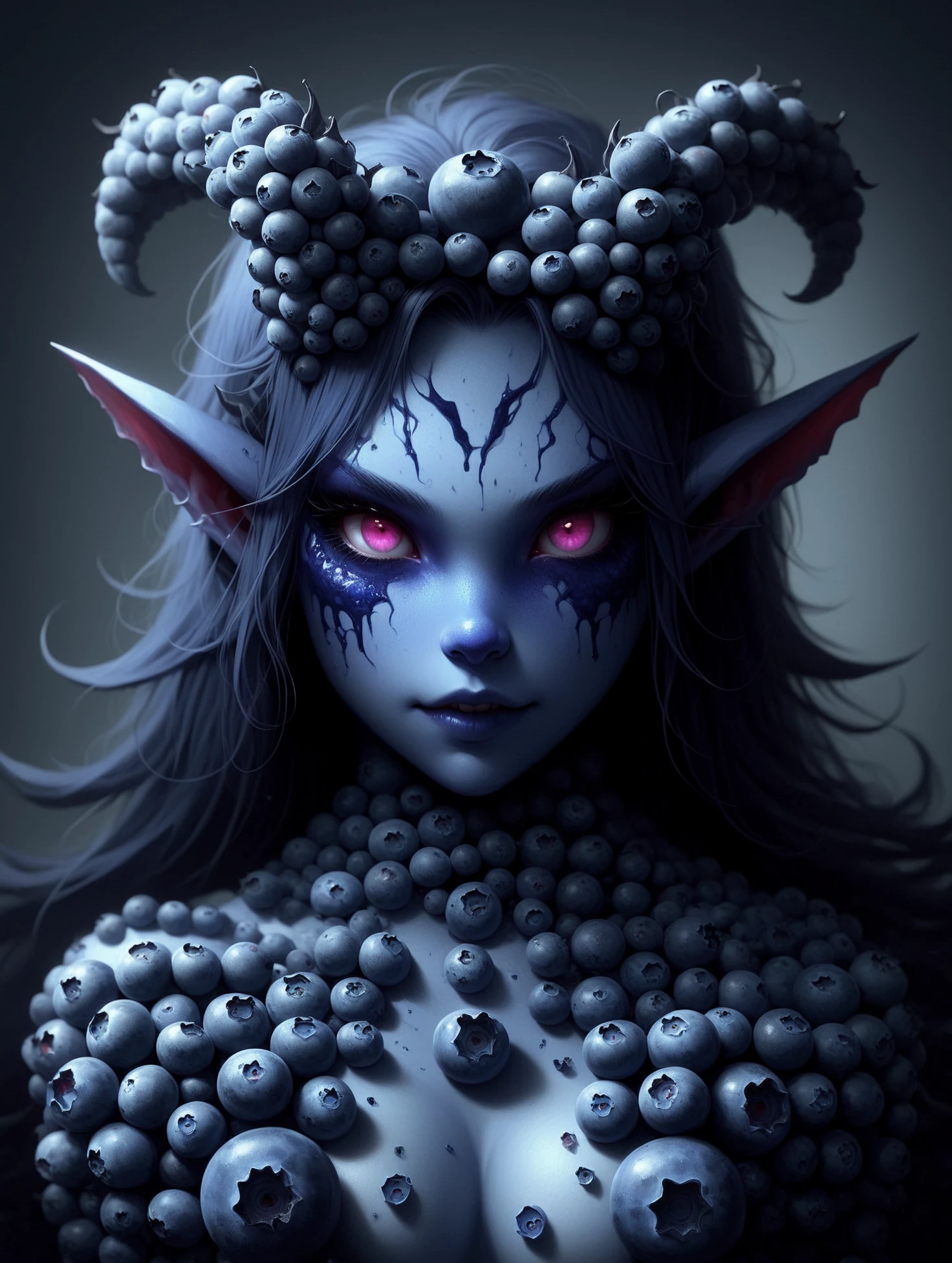 blueberrym0rph of a cute demon girl  <lora:Blueberry_World_Morph:1>