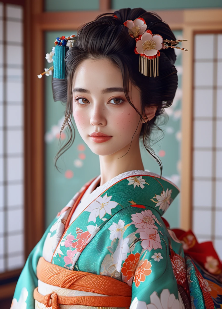 1girl,kimono,cowboy_shot,
unity 8k wallpaper,ultra detailed,aesthetic,masterpiece,best quality,photorealistic,dynamic angle,vivid colours,professional,4k,highly detailed,skin detail realistic,ultra realistic,,<lora:Kimono:0.8>