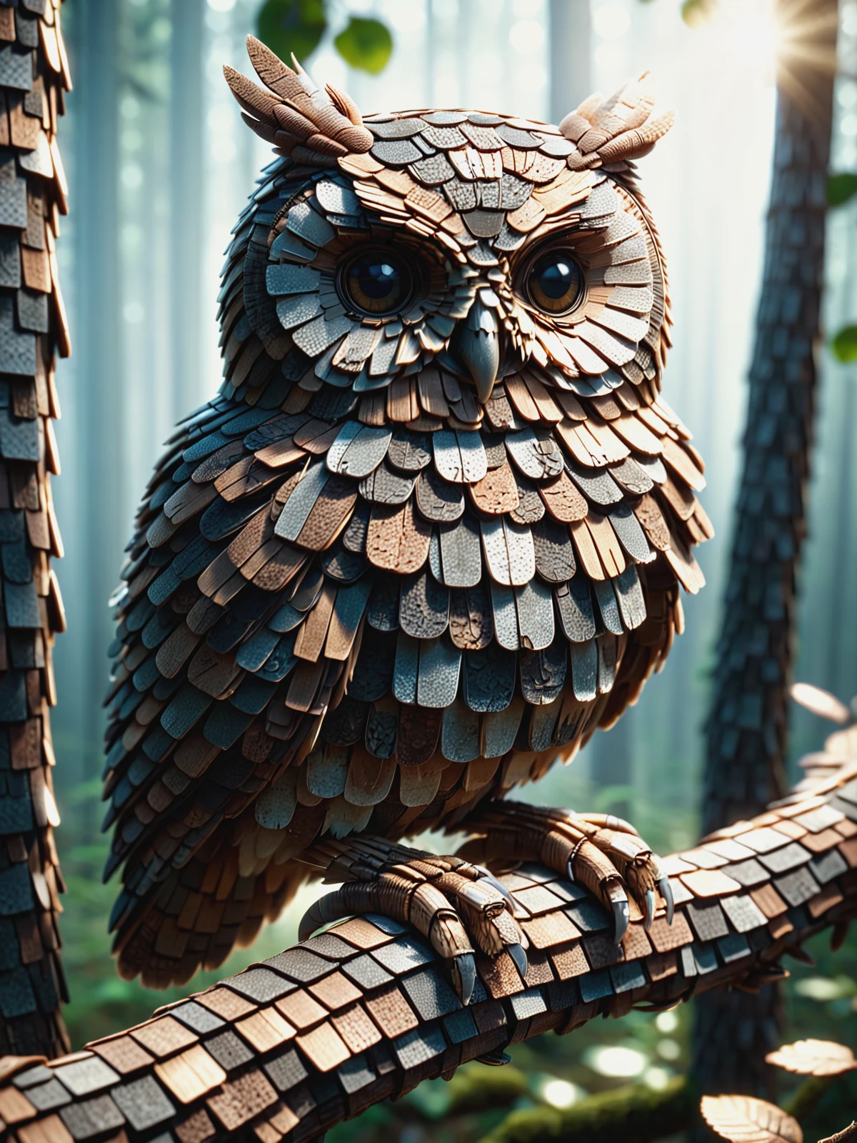 mad-shingles owl sitting on a branch in the forest, cinematic shot, great lighting  <lora:Shingles_SDXL:0.8>, (masterpiece:1.2), best quality