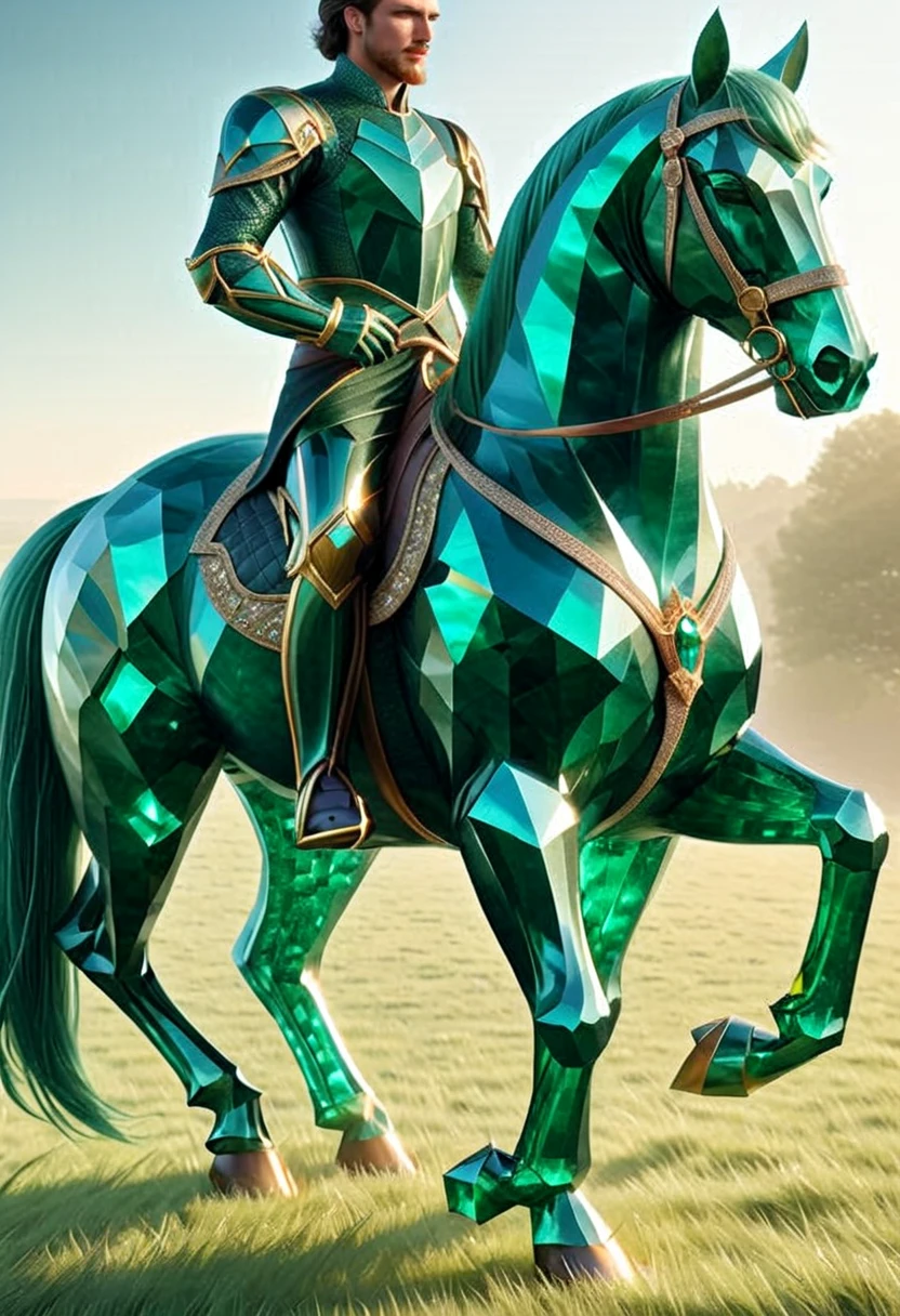 emeraldmorph, a knight riding a horse