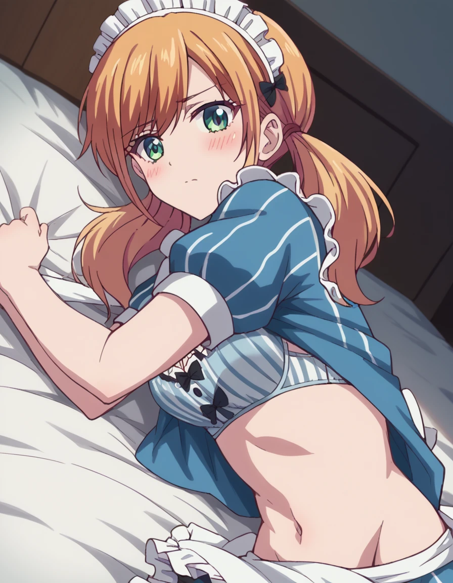 (masterpiece, best quality, high quality), volumetric lighting, figure, beautiful, cowboy shot, Honoka Kosaka, blue eyes, breasts, blush, score 9, score 6 top, score 5 top, score 4 top, source anime, masterpiece, best quality, Love Live! ,{{Kosaka Honoka Love Live: 1.5}}, dirty warehouse,((clothed sex))),(((missionary, Lying down,))),((on top/missionary)),((sex with man:1.0))),(nsfw),((nude))), ((torn clothes: 1.3)), ((panties aside: 1.0)),((torn clothes pretty idol costume: 1.3)),blue eyes, orange hair, one side ponytail, short hair,,(small breasts,),(crying face: 1.0),(tears in eyes: 1.0),detailed face, highly detailed CG,(perfect hands, perfect anatomy),(embarrassed face),((losing virginity: 1.0)),(no pubic hair),(bright warehouse: 1.0),(1,: 1.0),(detailed and beautiful eyes: 1.3),(detailed face: 1.3),(dirty sheets: 1.0), ((rape: 1.0)), ((blood from vagina: 1.0)), ((creampie: 0.8)), ((vaginal details: 1.0)), ((open crotch) ),