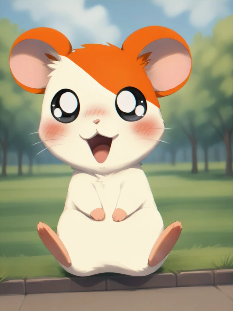 score_9, score_8_up, score_7_up, score_6_up, score_5_up, score_4_up, rating_safe, minimalist lineless art
 <lora:Hamtaro_SDXL:0.8>, Hamtaro, hamster, boy, Black eyes, fur in the ears, glare in the eyes, Beige body, orange spot on head, orange spot on side, orange ears, pink arms, pink legs, mouth open, gray highlights in the eyes, jumps, blushes, in the park, detailed background, NSFW, e621