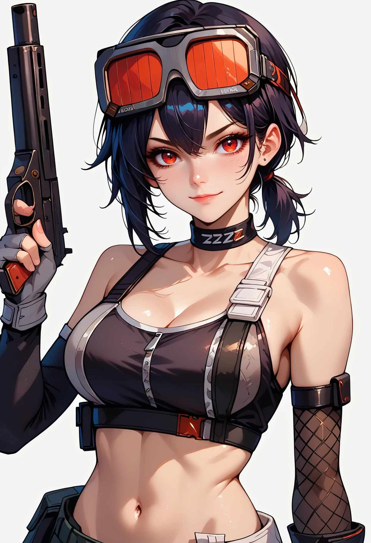 Anime - imagem de estilo de uma mulher, cushart krenz arte chave feminina, badass anime 8 k, female action anime girl, vestindo armadura roxa escura,