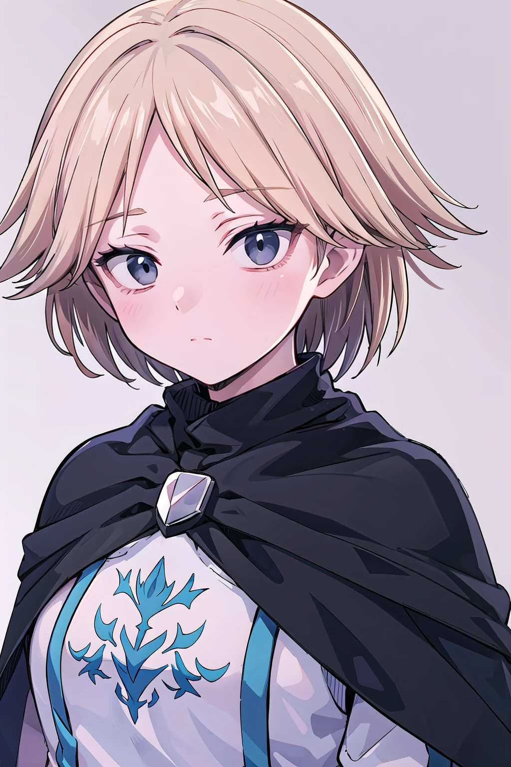 (masterpiece), best quality, high resolution, extremely detailed, detailed background, neia_White_dress, neiabaraja, solo, empty_eyes, parted_bangs, expressionless, closed_mouth, looking_at_viewer, small_breasts, black_cape, upper_body, <lora:Neia_V2:0.8>