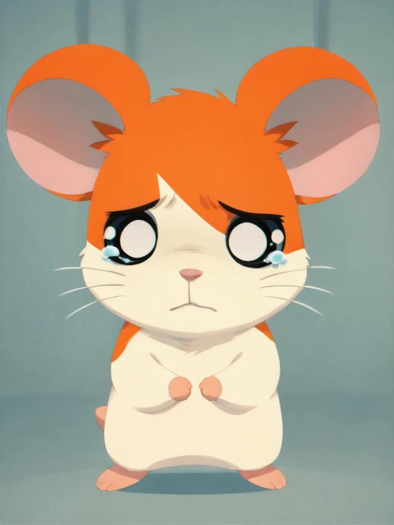 score_9, score_8_up, score_7_up, score_6_up, score_5_up, score_4_up, rating_safe, minimalist lineless art
 <lora:Hamtaro_SDXL:0.8>, Hamtaro, hamster, boy, Black eyes, glare in the eyes, fur in the ears, Beige body, orange spot on head, orange spot on side, orange ears, pink arms, pink legs, pink tail, standing, gray highlights in the eyes, tears, upset, sad