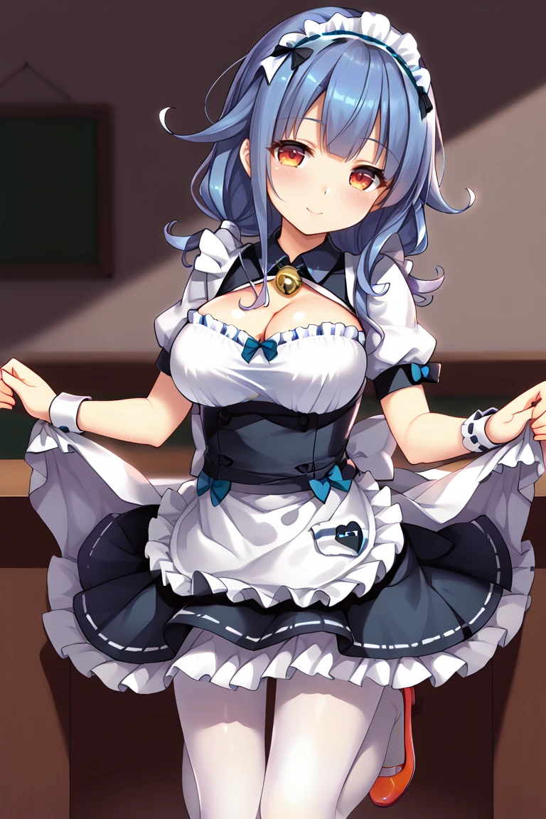 big_breasts,,blushing,,_face,,,,sayo,school_uniform,wavy_hair,
,bow, white bow, ribbon, bell, neck bell, hair ribbon, maid headdress, maid, frills, clothing cutout, cleavage cutout, short sleeves, puffy sleeves, wrist cuffs, puffy short sleeves, apron, waist apron, frilled apron, pantyhose, white pantyhose, white legwear, shoes, high heels, orange footwear,taigei, def,apron<lora:EMS-403942-EMS:0.800000>, <lora:EMS-423640-EMS:0.800000>