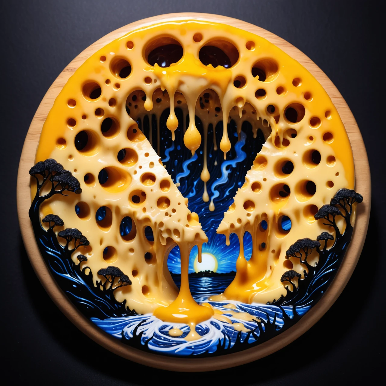 Jed-Drpgcese, masterpiece, full of details <lora:DrippingCheeseStyle-000006:0.8>, woodblock print of a fauna, ("Maelstrom Wanderer":1.2) , award winning, Clear skies, Black lighting, otherworldly, nature-inspired, intricate detail, dynamic dramatic beautiful full taking, background inspired, ambient illumination, badge, unique, intricate, beautiful elegant