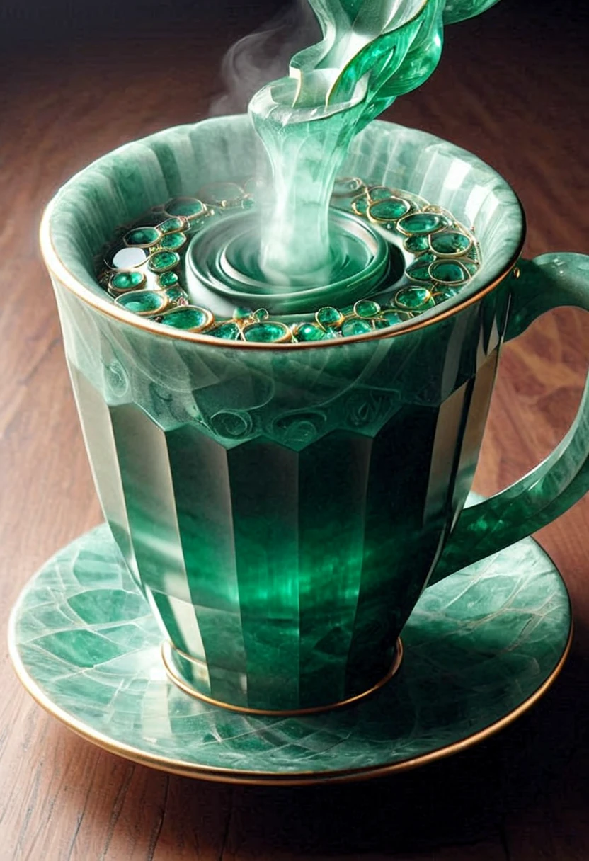 emeraldmorph, a coffee cup with steam