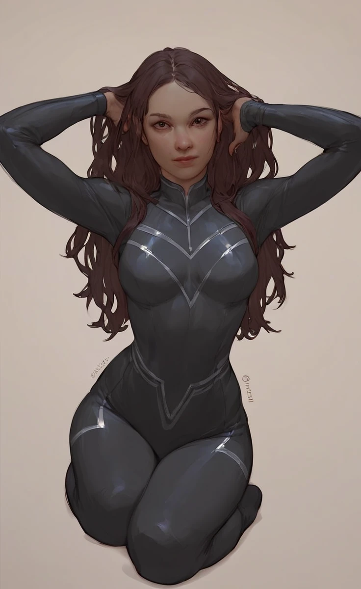 score_9, score_8_up, score_7_up, score_6_up, score_5_up, score_4_up  <lora:Parrot:.7> 1 girl, 
 , looking at viewer , front body,   <lora:hand 4:.7>, superhero suit,sexy, long hair