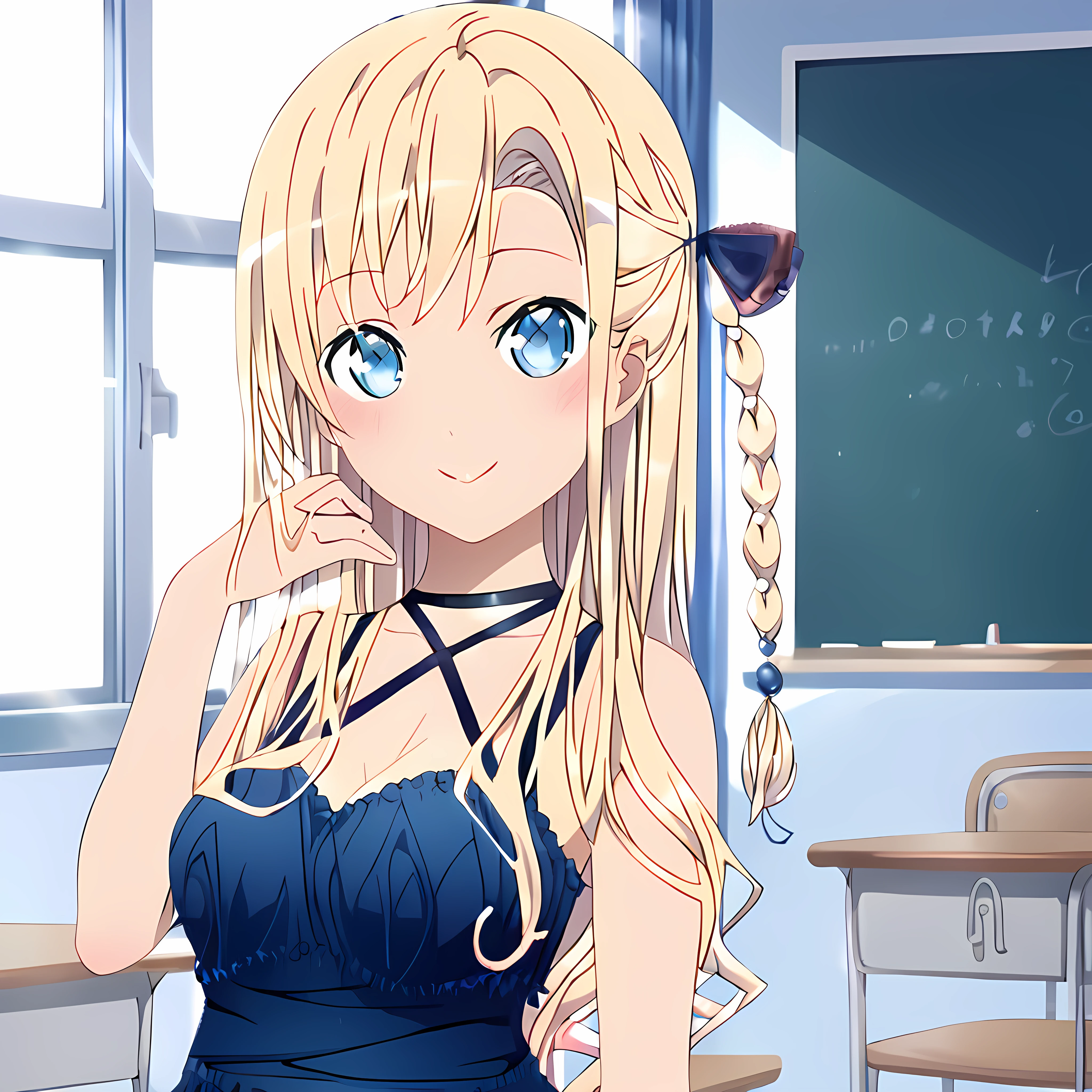 score_9,score_8_up,classroom,
1girl, solo, wilhelmina, blush,smile, wilhelmina dress, wilhelb hair bow, high heels, looking at viewer, standing,upper body,