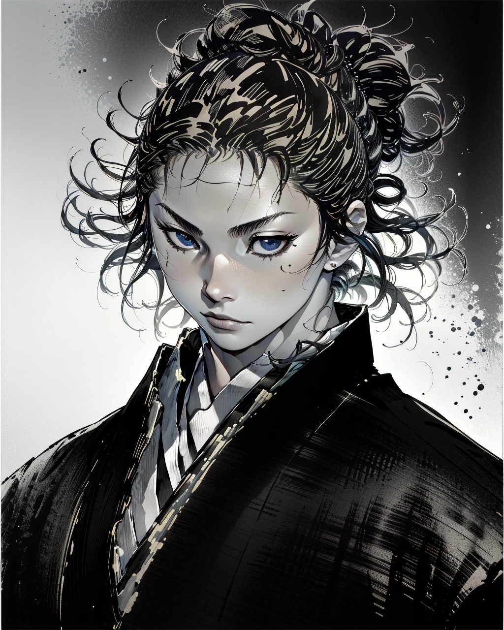 best quality,masterpiece,highly detailed,ultra-detailed,
<lora:neg9V2_last:0.7> <lora:vagabond:1.4> black eyes, japanese clothes, vagabond,, ink drawing, inkwash ,samurai,