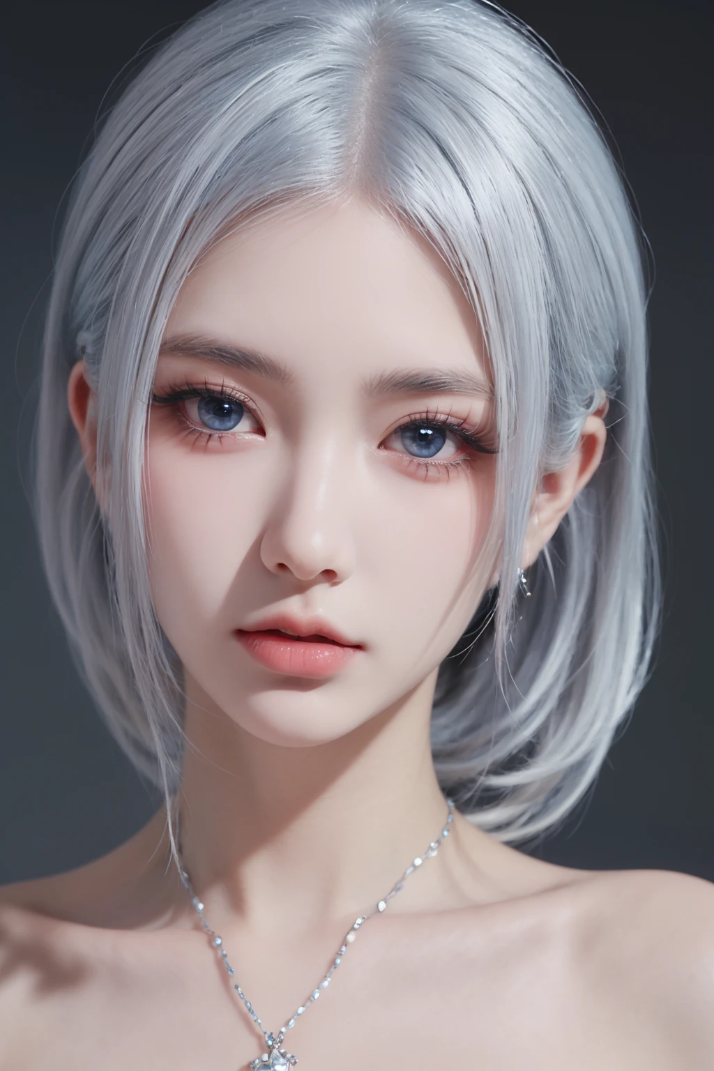 masterpiece,best quality,1girl,women,solo,close up,closed mouth,blue eyes,eye_lashes, accessories,bare_shoulder,white hair,jewelry<lora:EMS-179-EMS:0.300000>, <lora:EMS-424547-EMS:0.600000>