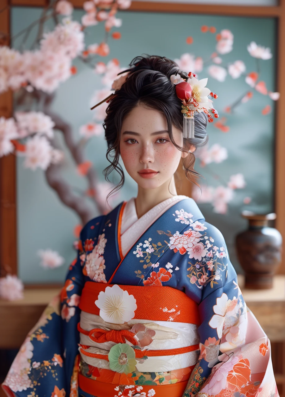 1girl,kimono,cowboy_shot,
unity 8k wallpaper,ultra detailed,aesthetic,masterpiece,best quality,photorealistic,dynamic angle,vivid colours,professional,4k,highly detailed,skin detail realistic,ultra realistic,,<lora:Kimono:0.8>