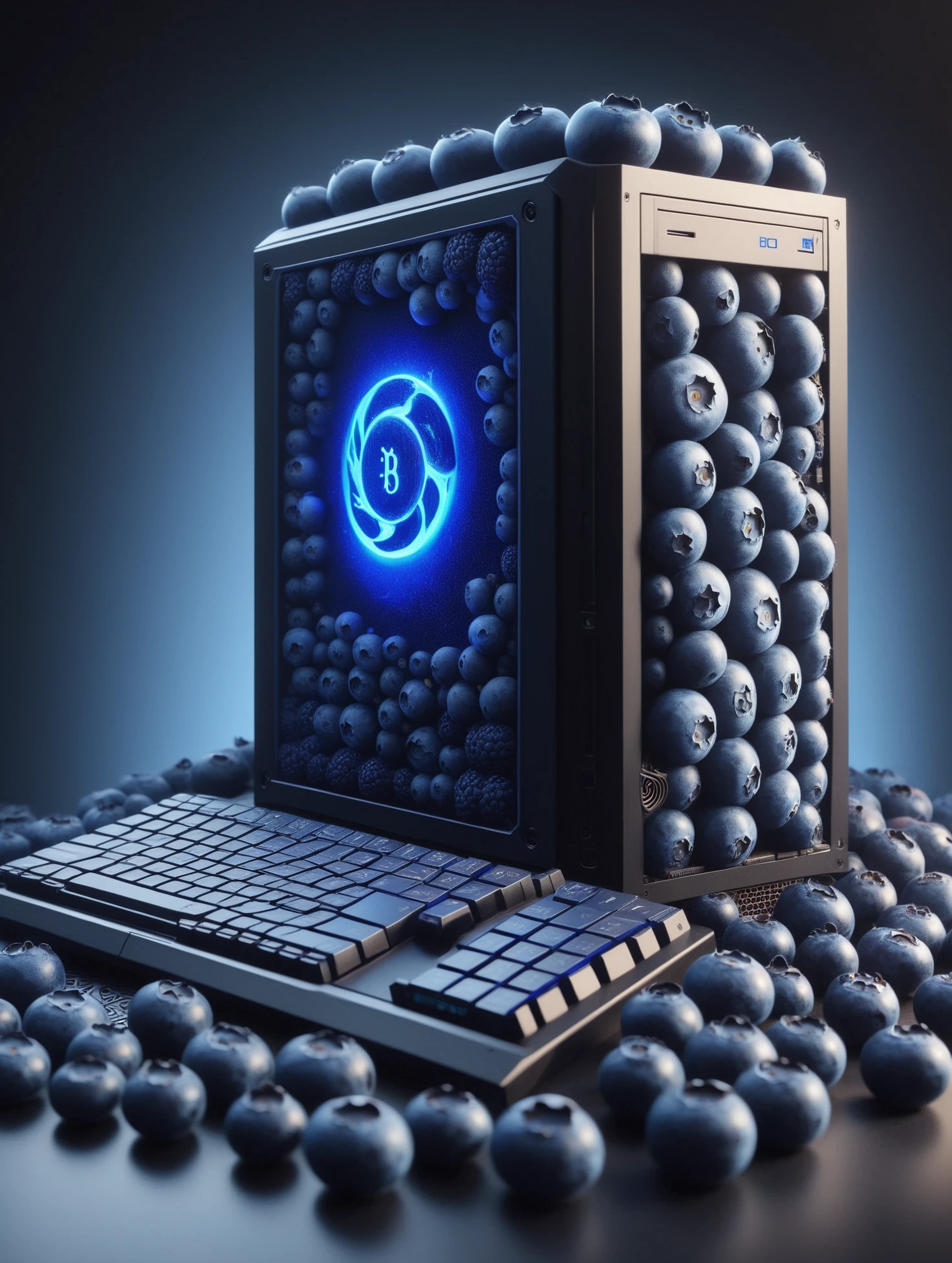 gaming pc made of blueberrym0rph <lora:Blueberry_World_Morph:1>