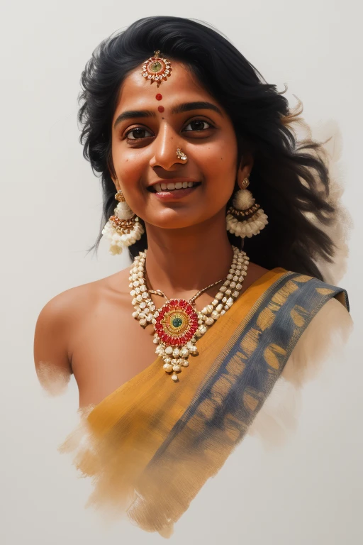 portrait of a indian girl, smudge painting, ultra sharp, smudge, painting, small brush strokes, masterpiece, best quality, 8k <lora:smudge painting:0.6>