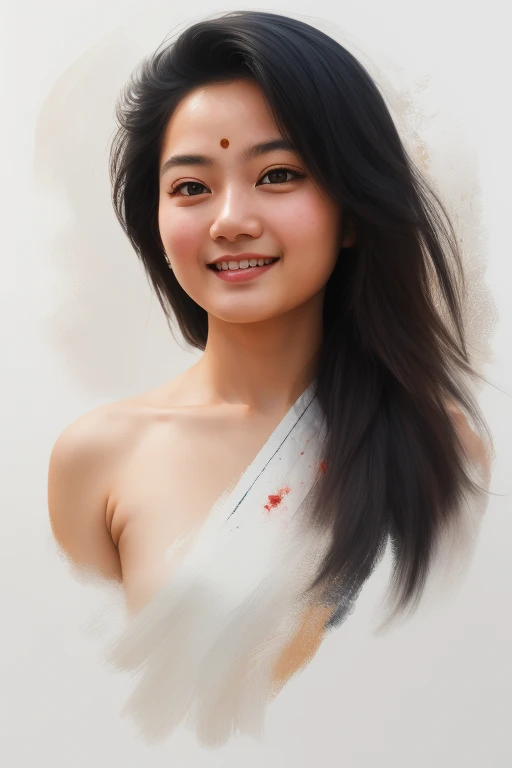 portrait of a asian girl, smudge painting, ultra sharp, smudge, painting, small brush strokes, masterpiece, best quality, 8k <lora:smudge painting:0.6>