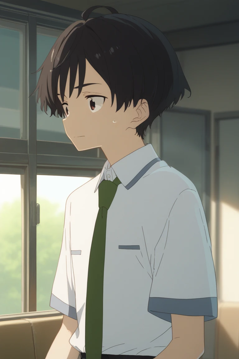 score_9, score_8_up, score_7_up, score_6_up, detailed, intricate details,best quality ,source_anime, cowboy shot, male focus
kazuhiko nukumizu, black hair, brown eyes, 1boy, male focus, food, solo, necktie, shirt, green necktie, white shirt, sweatdrop, upper body, collared shirt, ahoge, indoors, school uniform, closed mouth<lora:EMS-425199-EMS:1.000000>