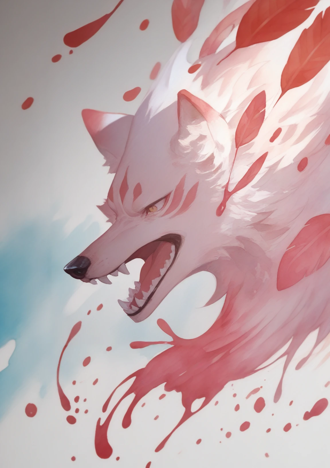 ornamental watercolor wolf, (ink outline), fine details, feather mane, (ink splash),
BREAK (zPDXL:0.5),