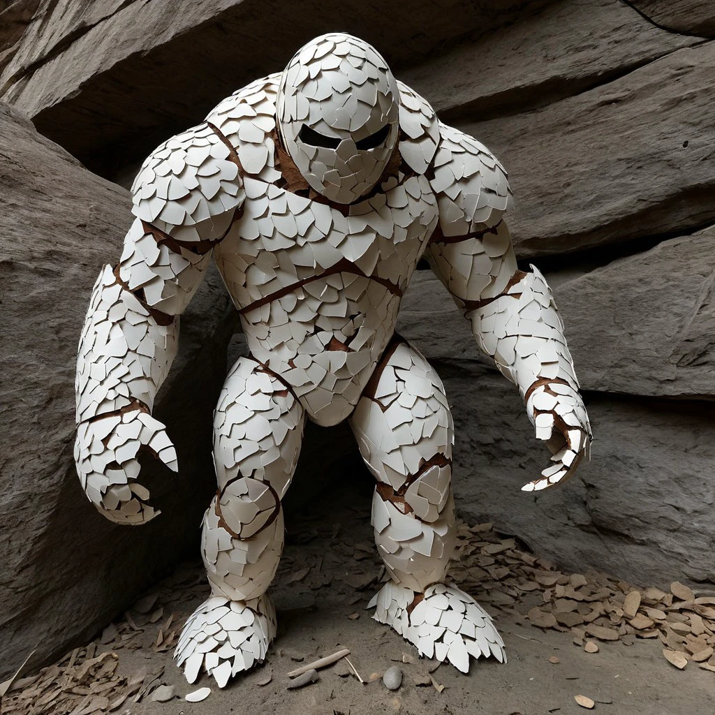 made of egg_shell, a detailed rock golem,