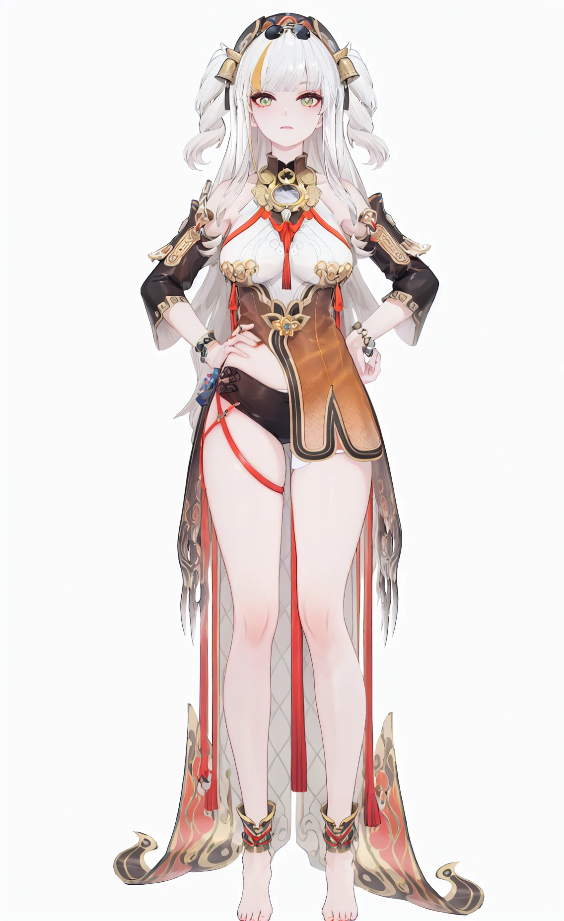 Anime - Chinese woman standing in unreal space in sexy hanfu and armor, seductive anime girl, sexy ancient female warrior, full body details, (big breasts 1.4), (long legs 1.1), [ 4k digital art ]!, smooth anime CG art, female action anime girl, shiny white skin, adult version, full body pose, perfect body, R18