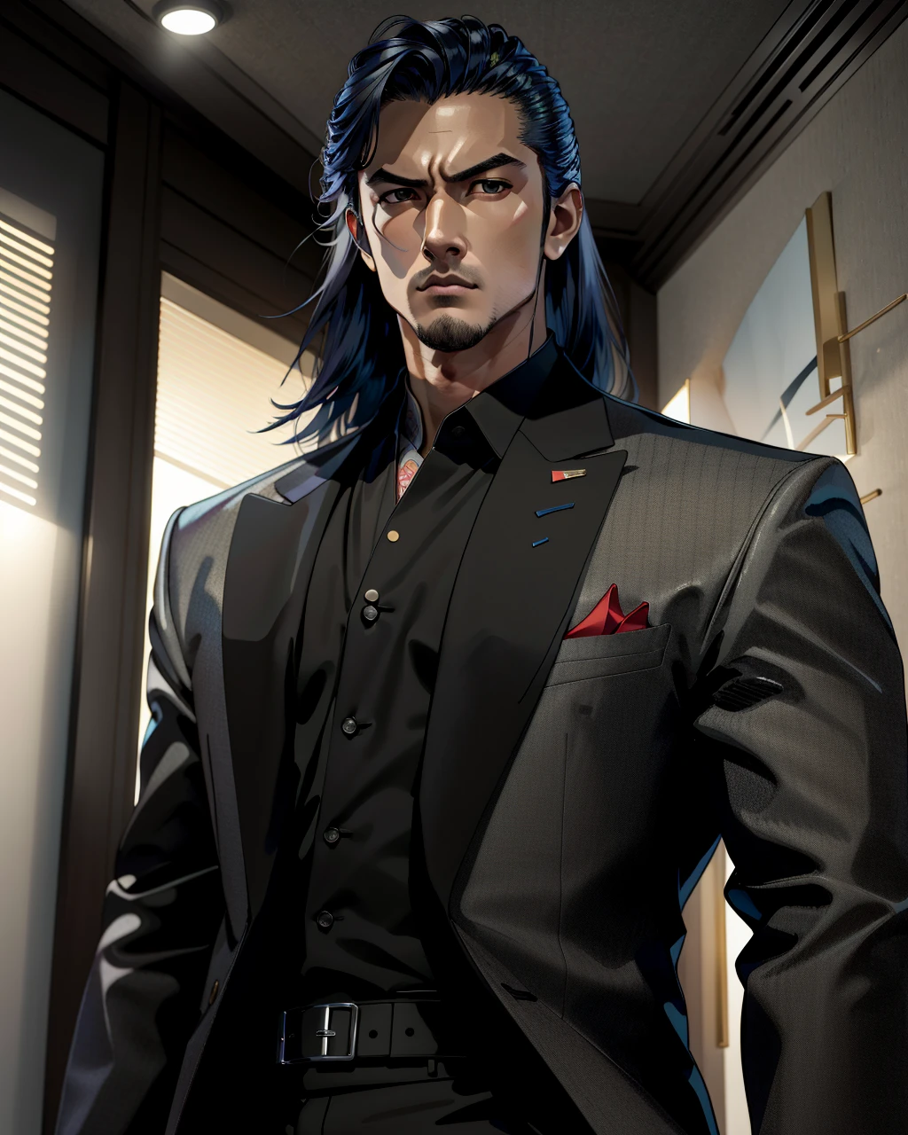 best quality,masterpiece,highly detailed,ultra-detailed, 
 <lora:neg9V2_last:0.7>  <lora:ikegami-ryoichi_v02:1.25>  man formal suit,yakuza