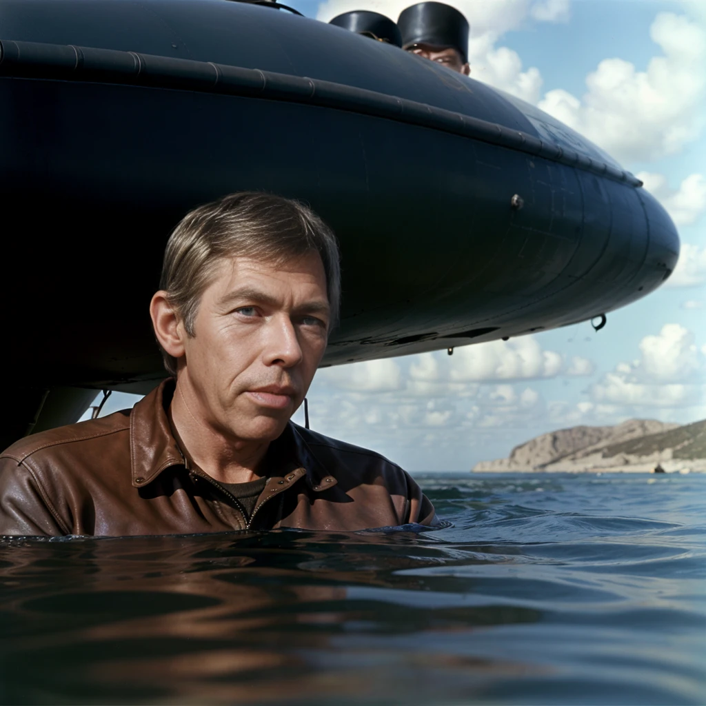 <lora:JamesCoburn:1> james coburn boarding a submersible after joining the state troopers, 4k, raw, masterpiece