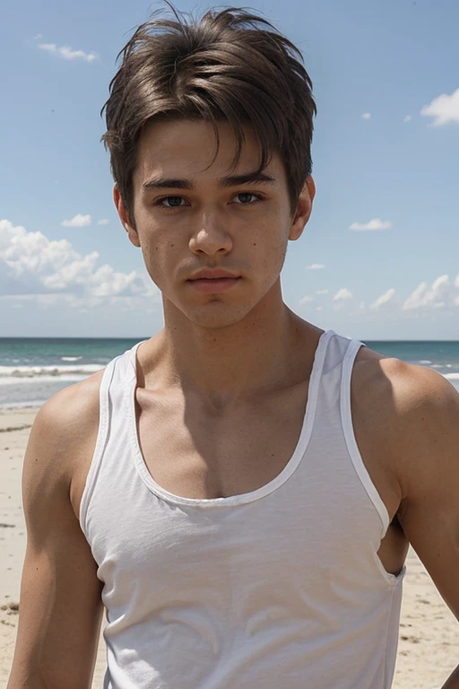 male Age 20 swimwear topless smile handsome