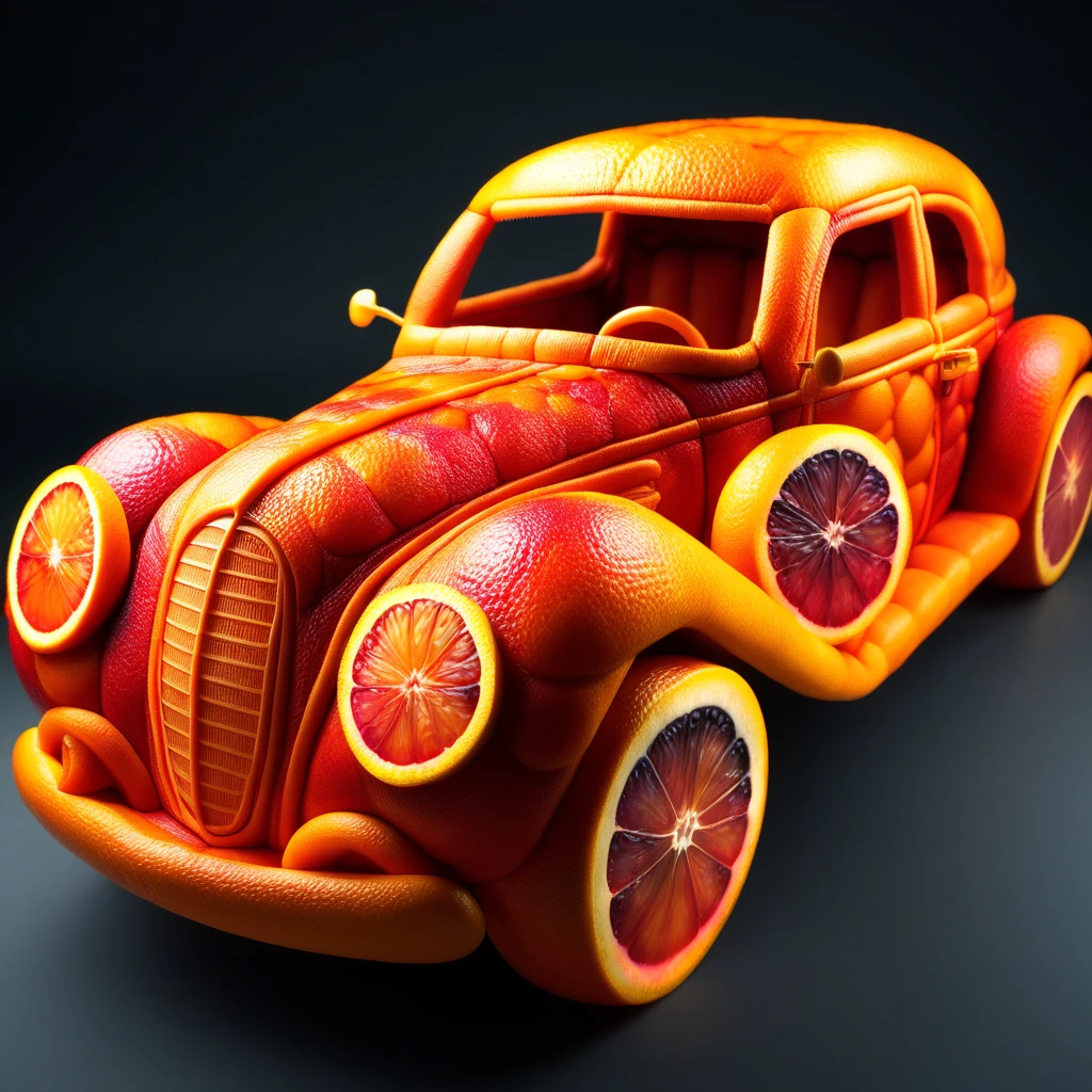 a car made of blood oranges