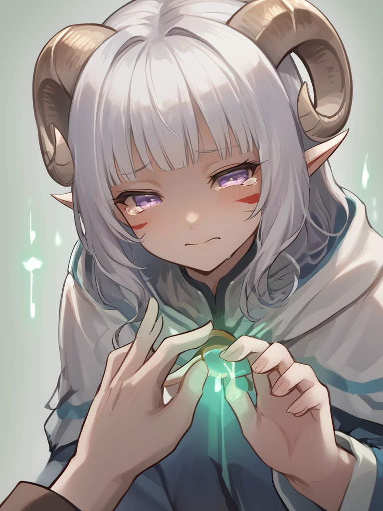 source_furry, score_7_up, rating_safe, source_anime, anime face, 
<lora:whisker_markings:0.8> red whisker_markings ,
<lora:Test_Diana:0.7> tiefling_bard_diana, silver hair, purple eyes,  close up, 
healing, magic, hand to wound, hand to other,wounded, aura on wound, healing_ray,  1girl,1boy <lora:healing_magic:1> skinny female, tears,