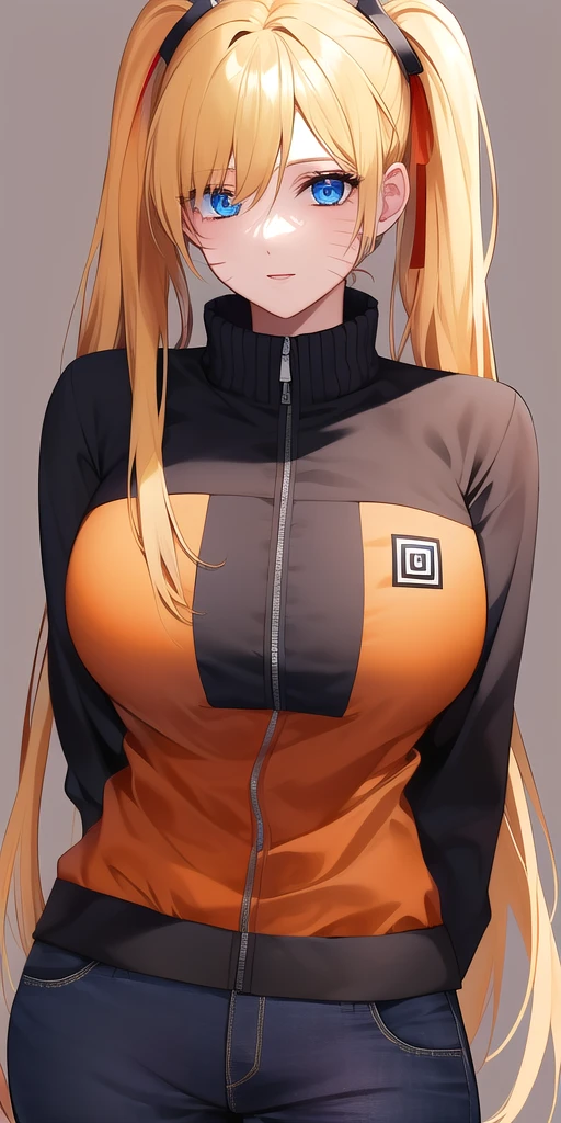 <lora:UzumakiNarukoV2:0.7> naruko_uzumaki, huge_breasts, standing, solo, arms_behind_back, multicolored_jacket_black_jacket_orange_jacket, masterpiece, best_quality, detailed_face, detailed_eyes, highres, beautiful, detailed, absurdres,