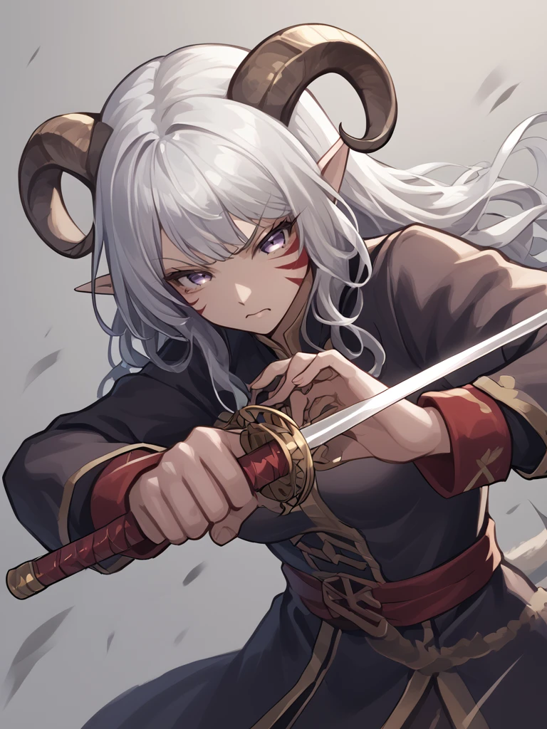 source_furry, score_7_up, rating_safe, source_anime, anime face, 
<lora:whisker_markings:0.8> red whisker_markings ,
<lora:Test_Diana:0.7> tiefling_bard_diana, silver hair, purple eyes, 
rapier, holding rapier, holding weapon, <lora:rapier:1> cowboy shot, fighting stance, close up,