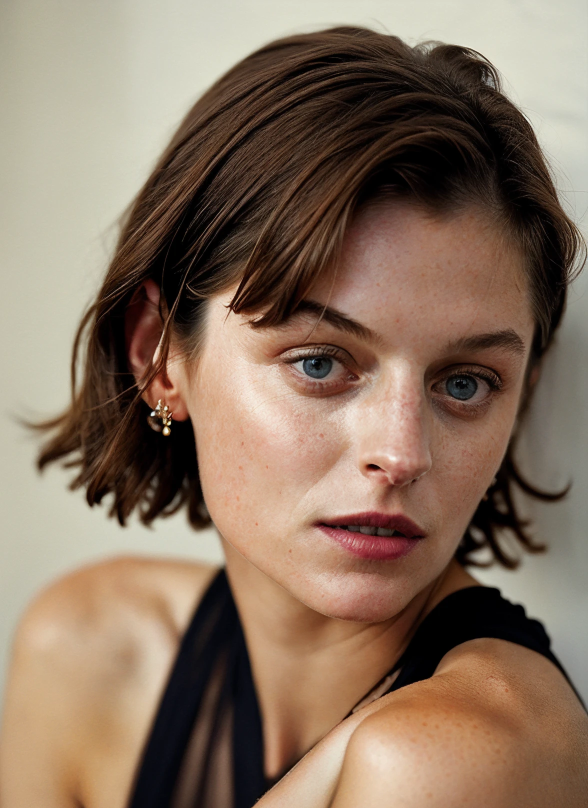 portrait of beautiful sks woman by Flora Borsi, style by Flora Borsi, bold, bright colours, intricate haircut, (Flora Borsi), by annie leibovitz, natural lighting, <lora:locon_emmacorrin_v2_from_v1_64_32:0.7> <lora:lora-small-emma-corrin-v2:0.65>