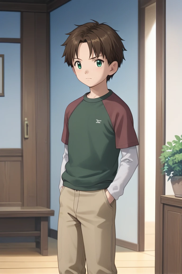 score_9, score_8_up, score_7_up, score_6_up, detailed, intricate details, highres, absurdres ,source_anime, cowboy shot, male focus
Yutaka Himi,brown hair, green eyes,RAGLAN SLEEVES, brown pants<lora:EMS-421340-EMS:0.700000>