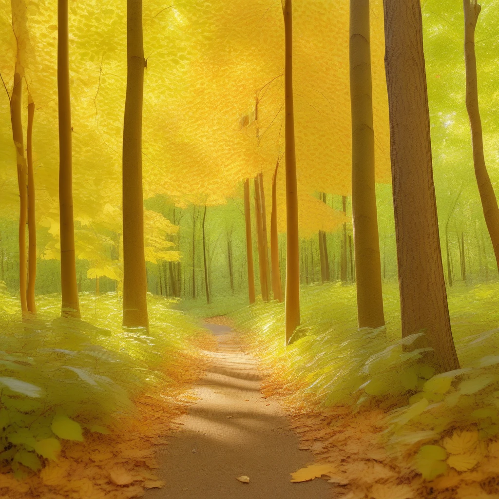 scenery, background, no humans, scenery, path, autumn leaves, realistic, no humans, scenery, nature, tree, outdoors, forest, sunlight, leaf, path, day, road, grass, autumn leaves, Forest, scenery, A serene forest pathway, dappled with soft, golden sunlight filtering through the dense canopy of tall trees, the ground is covered in a thick layer of fallen leaves, varying in shades of brown, orange, and yellow, adding a rich texture to the forest floor, the trees are a mix of slender trunks and broad, leafy branches, their bark detailed with natural patterns and textures, the sunlight creates rays that pierce through the foliage, casting a warm, ethereal glow and soft shadows, highlighting the lush greenery of the underbrush and the delicate leaves, the pathway winds gently through the forest, inviting and mysterious, disappearing into the distance, the air is filled with a sense of tranquility and natural beauty, with the sounds of rustling leaves and distant birds adding to the peaceful atmosphere, the overall scene captures the enchanting and calming essence of a forest in high resolution, with vivid colors and intricate details, no humans, no human, no people, day time,