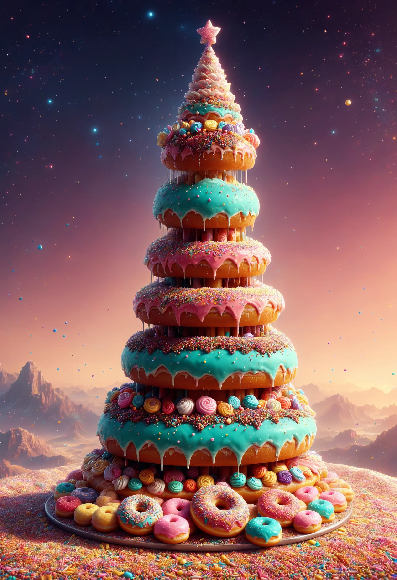 donut tower, kawaii style, made out of sprinkles, <lora:PinkieSprnklsSDXL:1>, p1nkspr1nkles, colorful, <lora:SDXLFaeTastic2400:0.4>, Faetastic,