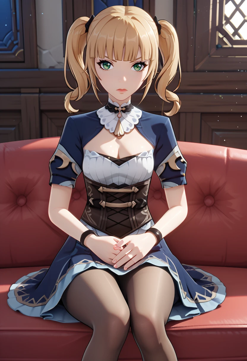 score_9, score_8_up, score_7_up, score_6_up, score_5_up, 1girl, <lora:Genshin_Mondstadt_Girls:0.9> MondstadtGirls, source genshin impact, blue dress, cleavage, corset, pantyhose, mary janes, white skin, blonde hair, twintails, blunt bangs, green eyes, angry, sexy, female focus, fantasy, expressive, skindentation, skinny, tiny, 1female, masterpiece, 32K HD, beautiful attention to detail, detailed eyes, shiny skin, showing lots of skin, wide lens, perfect hands, perfect eyes, ((2d)), anime, source anime, flat shadows, flat colors, looking at viewer, zPDXL2, zPDXLxxx, sitting, clothed female, uncensored , ((feet out of frame)), indoors