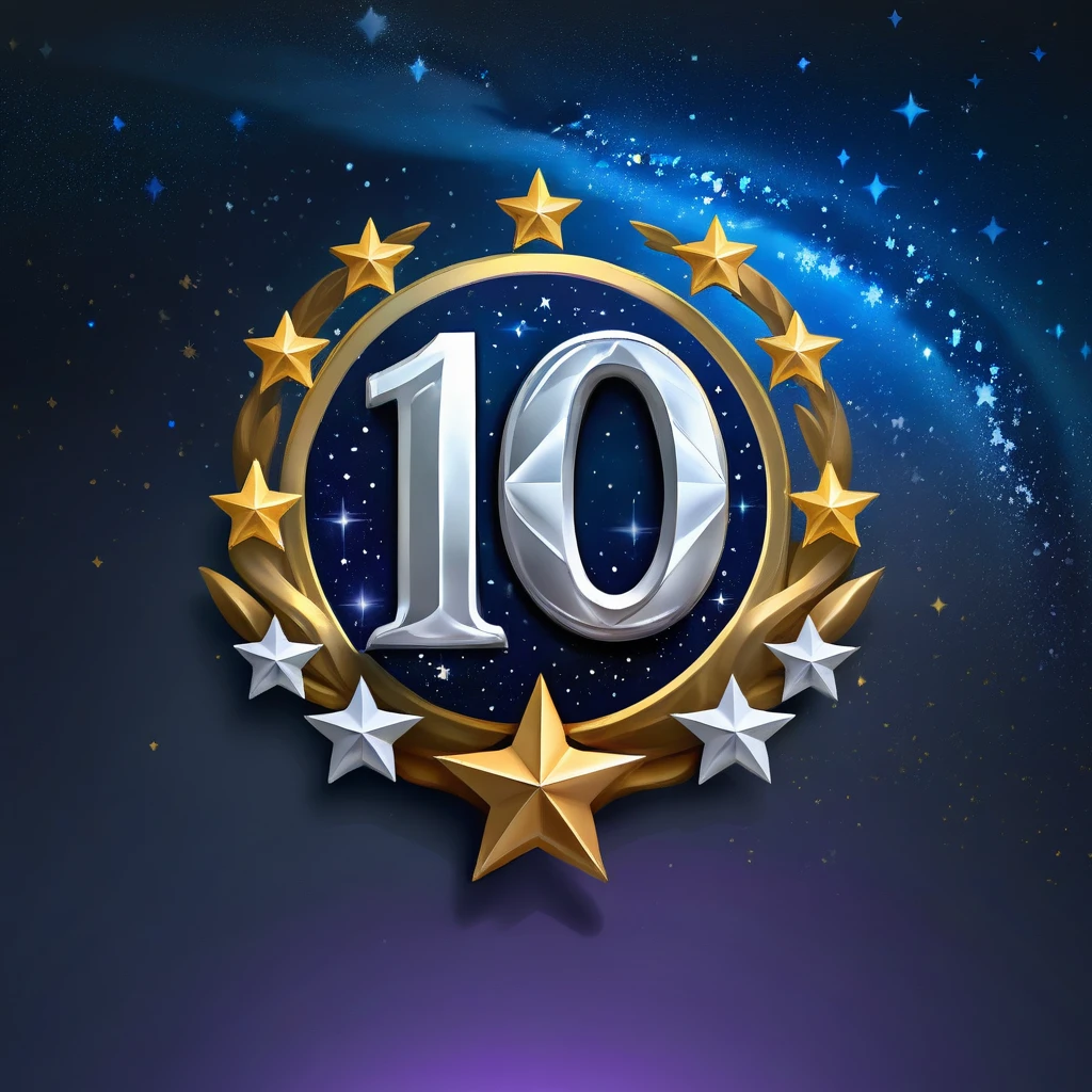 masterpiece, rank game icon, <lora:rankgameicon_Hap_XL:1.6>, Ranking big number 100% in the middle of Stars logo 3d ï¼