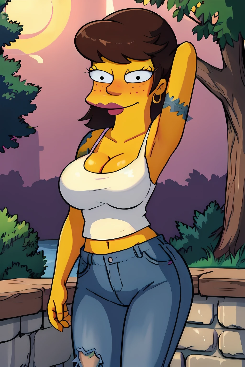 (best quality:1.4), Shego, busty, large breasts, enormous , cleavage, seductive, sexy, curvy body, blue sky, topless, bottomless, fully nude, fully naked, sexual, thin waist, visible abs, defined abs, blushing with excitement, horny, black collar, kneeling on ground, knees spread apart, looking up to the viewer, black eyes, excited grin, liquid dripping from crotch, arms tied behind back, pov: ass, round ass, juicy ass