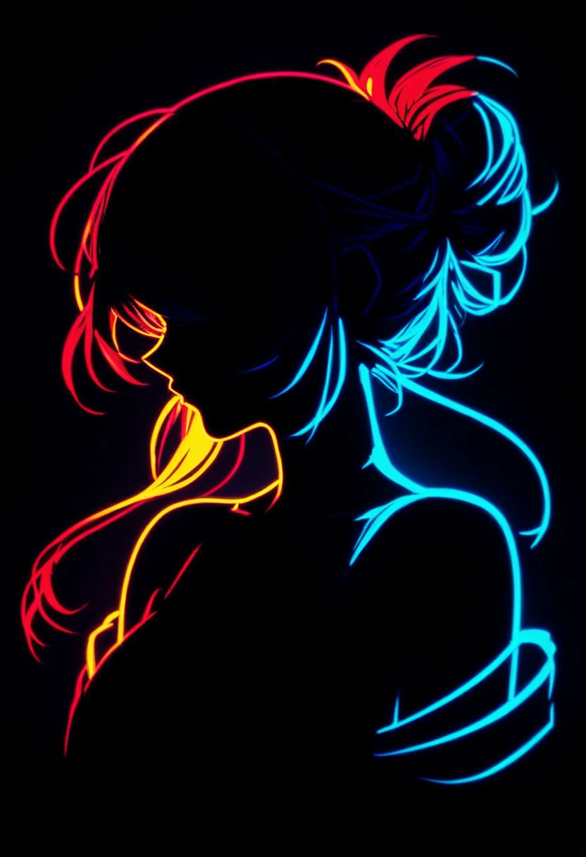 score_9, score_8_up, score_8_up, 1girl, silhouette, neon, black background, bright and dynamic composition,vibrant color palette, high contrast, glowing outlines, <lora:Dall_E-3_anime_1.5_epoch13:1>