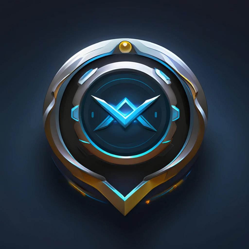 masterpiece, rank game icon,8k, <lora:rankgameicon_Hap_XL:1.6>, A futuristic UI button for Masters rank badgeï¼