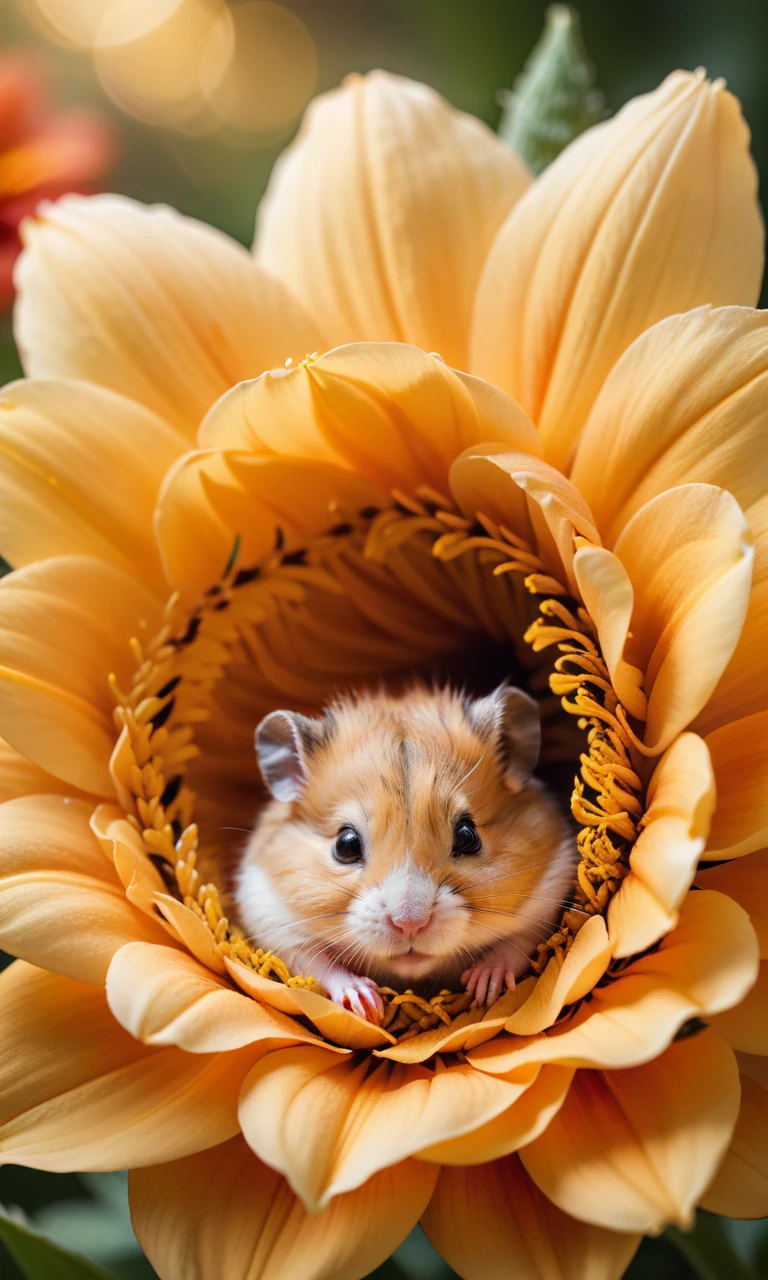4n1v3rs3, zPDXLrl, award winning photography of a small hamster sleeping inside a big flower
