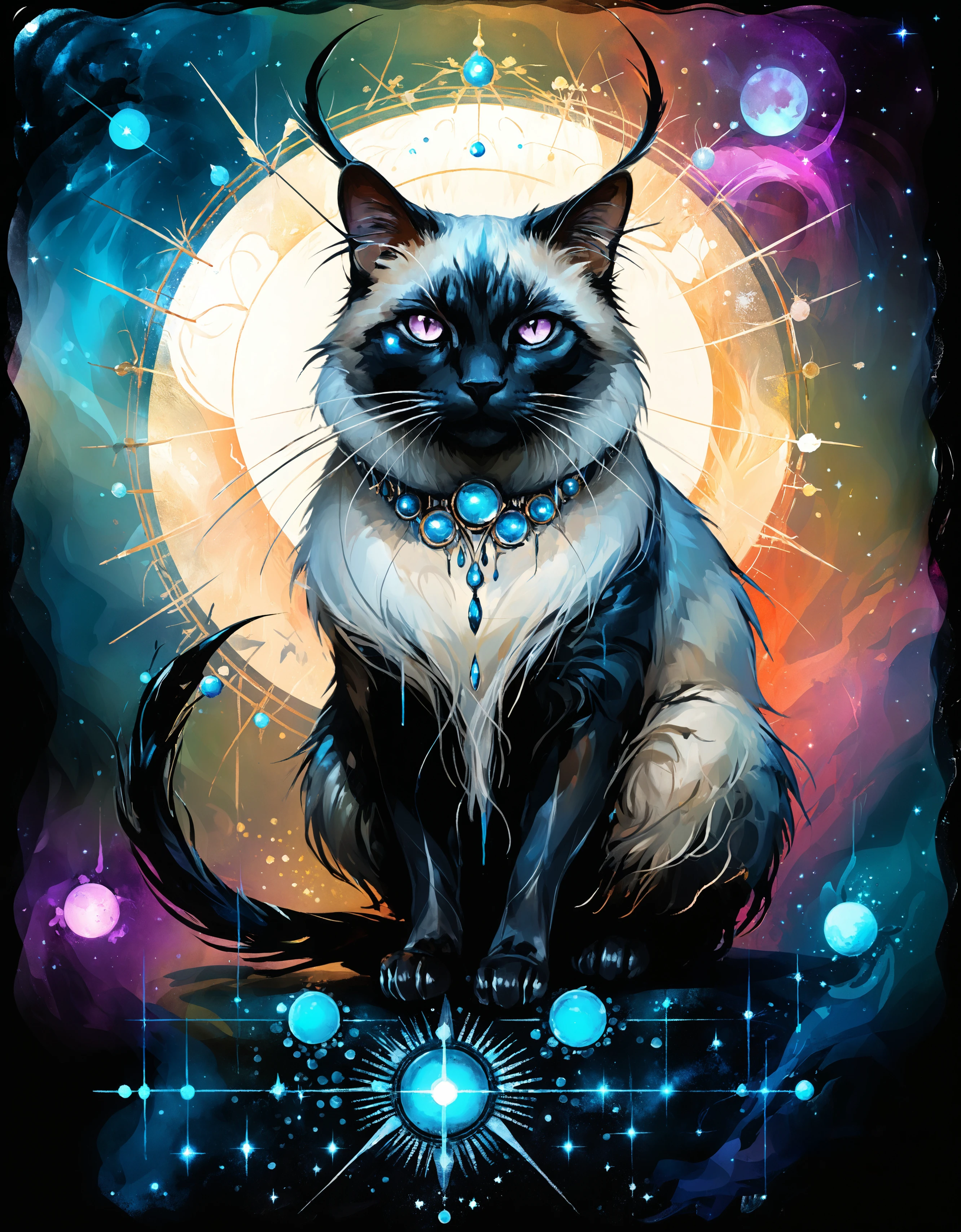 zavy-rghflt, painting, Birman Cat, very Ludicrous and Spellbinding, majestic, (by Susan Seddon Boulet:1.3) , Adam Paquette, Futurepunk, macro lens, Film Washi, glittering, digital art, photo, highly enhanced, fabulous colors, deep aesthetic, fertile, very inspirational, artistic