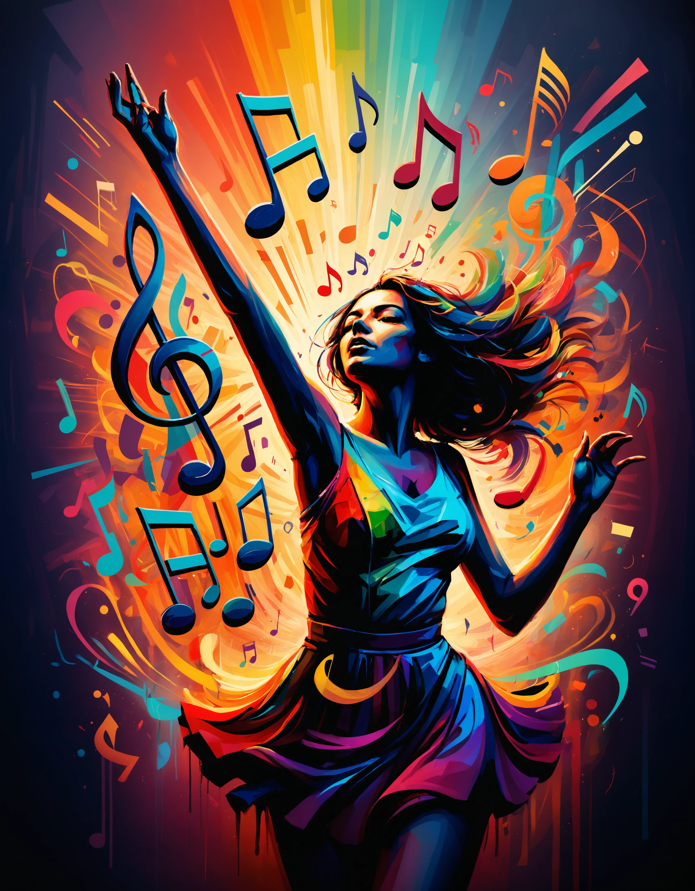 zavy-rghpnt, Letterism, "Turn up the music, let's lose control.", Hopeful, F/14, triadic colors, stunning, epic, intense, highly detailed, warm light, imposing, confident, beautiful composition, cool colors, dynamic dramatic beautiful full taking, ambient background, deep rich colors